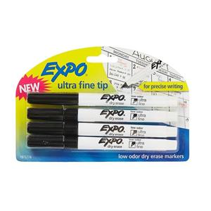 EXPO Low-Odor Dry-Erase Markers Ultra-Fine Point Black 4/Pack 4/Pk