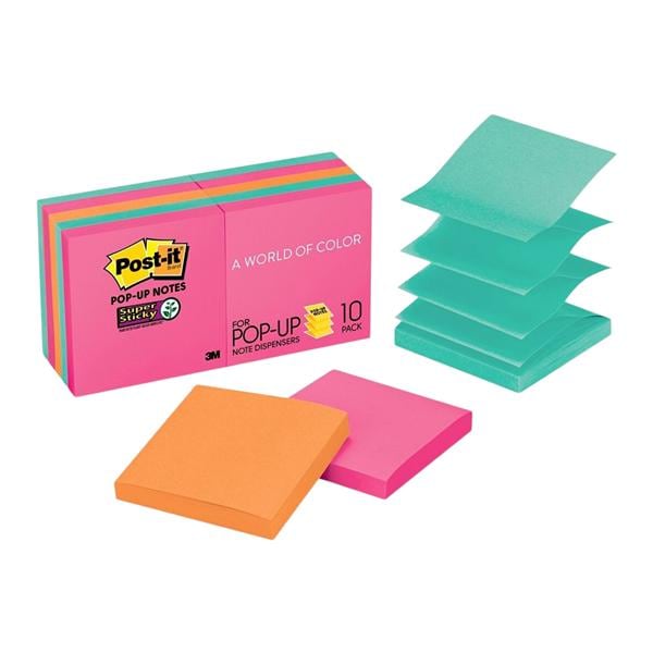 Post It Notes Pop-Up 3X3 Asst Ne 10/Pk 10/Pk