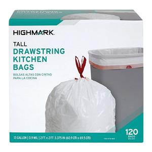 Trash Bags Drawstring White 13 Gal 120/Bx 120/Bx