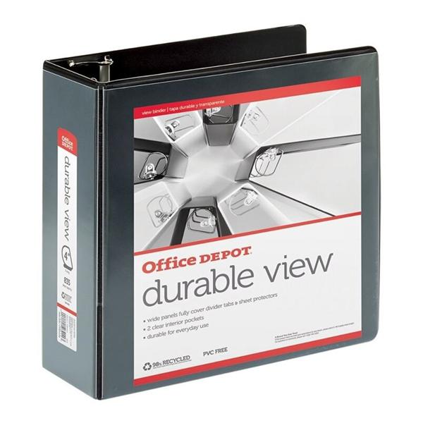 Durable View D-Ring Binder 4" Rings 39% Recycled Black Ea