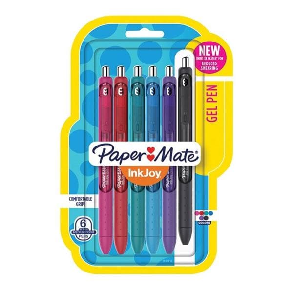 Paper Mate InkJoy Gel Pens Medium Point 0.7 mm Assorted Ink Colors 6/Pk