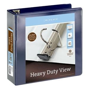 Heavy Duty 3 in Navy D-Ring View Binder Ea