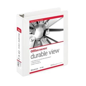 OD Brand Durable View Round Ring Binder 2" Rings White Ea