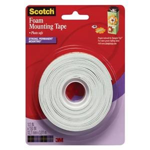 Scotch® Foam Mounting Tape 1/2x150 White Ea