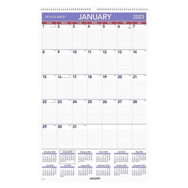 AT-A-GLANCE Monthly 2023 RY Wall Calendar, Large, 20x30" Ea