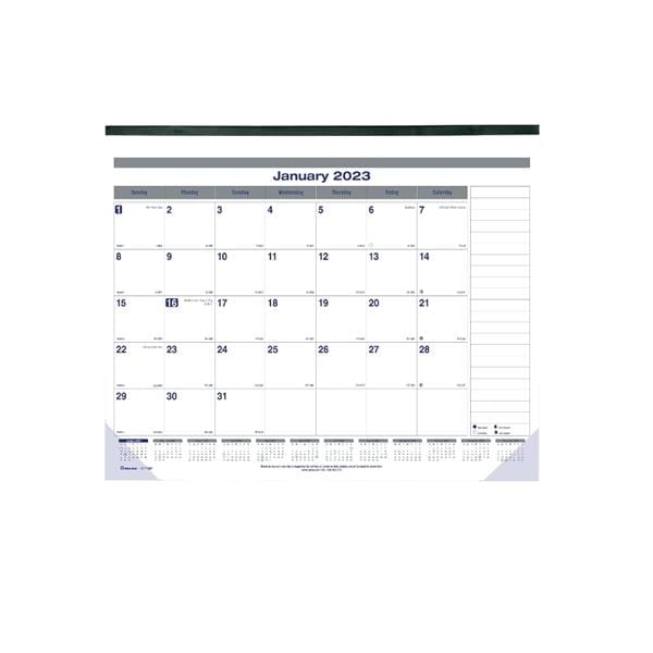 Blueline Mnthly Dsk Pd Calendar, 22x17/50% Rcycl/Blu/Wht/Jan-Dec 2023 Ea