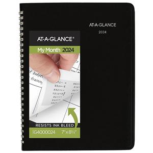 2024 AT-A-GLANCE DayMinder Monthly Planner, 7x8-3/4", Black, Jan-Dec 2024 Ea