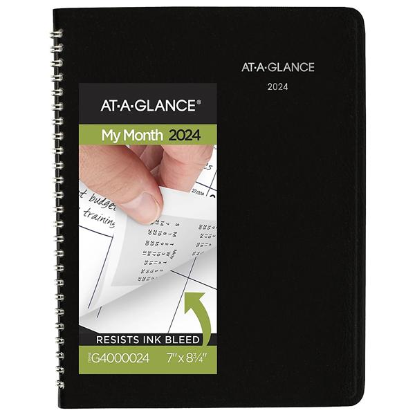 2024 AAG DyMndr Mnthly Planner, 7x8-3/4", Black, Jan-Dec 2024 Ea