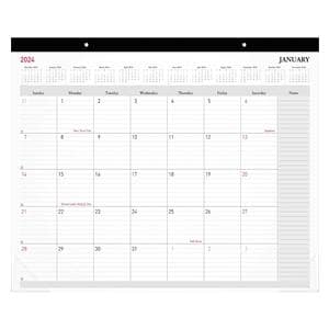 2024 Mnthly Dsk Pd Calendar, 21-3/4x17", Blk/White, Jan-Dec 2024, OD202600 Ea