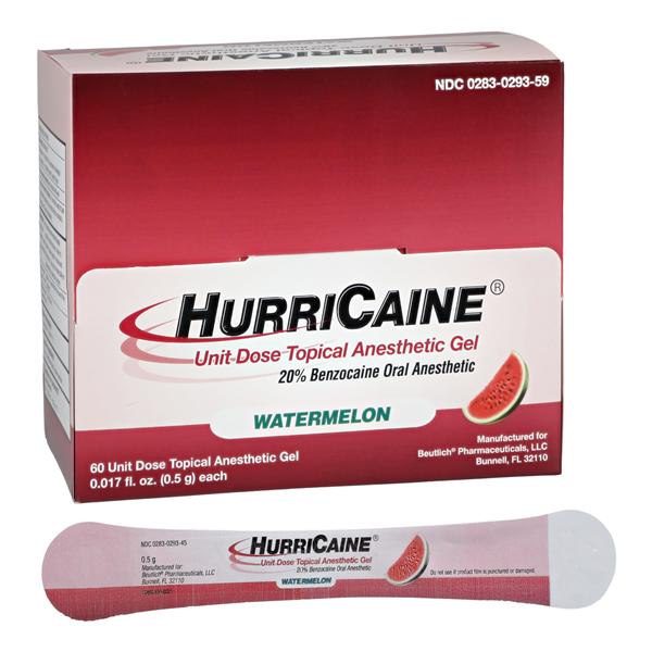 HurriCaine Topical Gel Unit-Dose Swabs Watermelon Unit Dose 60/Bx