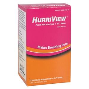 HurriView Snap-n-Go Swabs Disclosing Solution .15mL Rd Ind Pkg 72/Bx