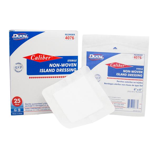 Caliber Cotton Island Dressing 6x6" Sterile Adhesive Absorbent LF