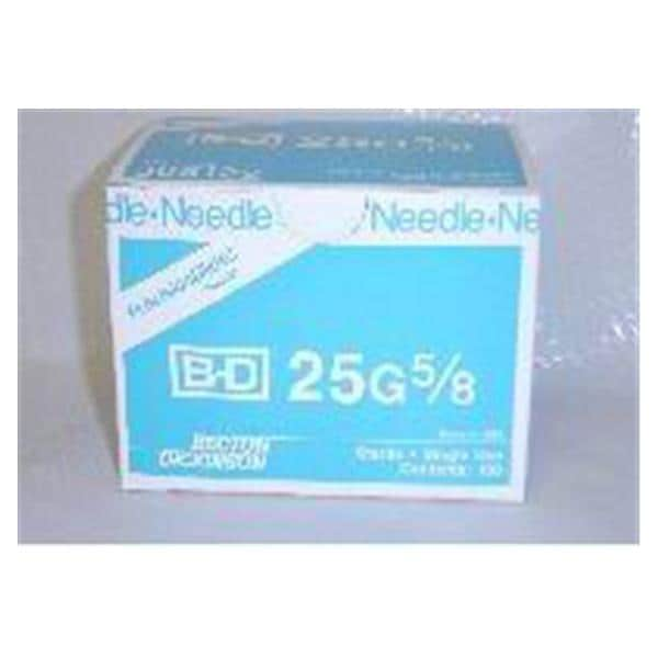 PrecisionGlide Hypodermic Needle 25gx5/8" Blue Cnvntnl Low Dead Space 100/Bx