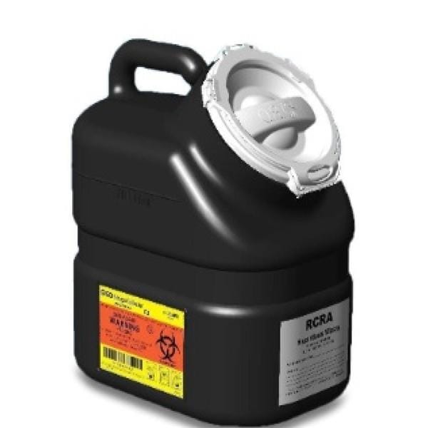 RCRA Hazardous Waste Container 3gal Black 12x10.5x7.5" Hinge Lid Plastic Ea