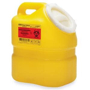 Sharps Container 3gal Clear/Yellow 7-1/2x10-1/2x12" Hinge Lid Plastic Ea, 12 EA/CA