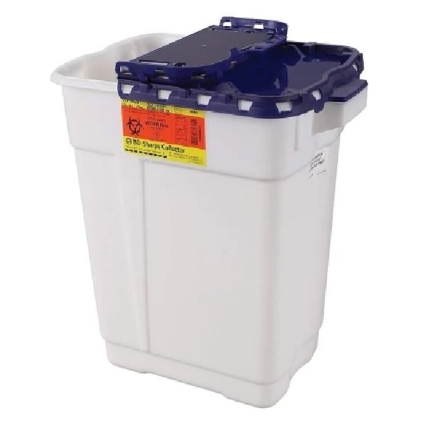 Recykleen Sharps Container 9gal Blue/White 18-1/2x17-3/4x11-3/4" Ld Plstc Ea, 8 EA/CA