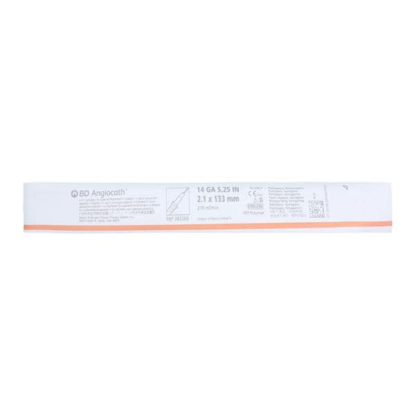 Angiocath Peripheral Venous Catheter Shielded 14 Gauge 5-1/4" Orange 10/Bx