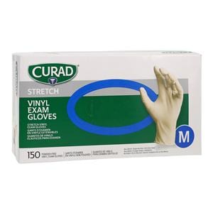 Curad Vinyl Exam Gloves Medium Cream Non-Sterile, 10 BX/CA