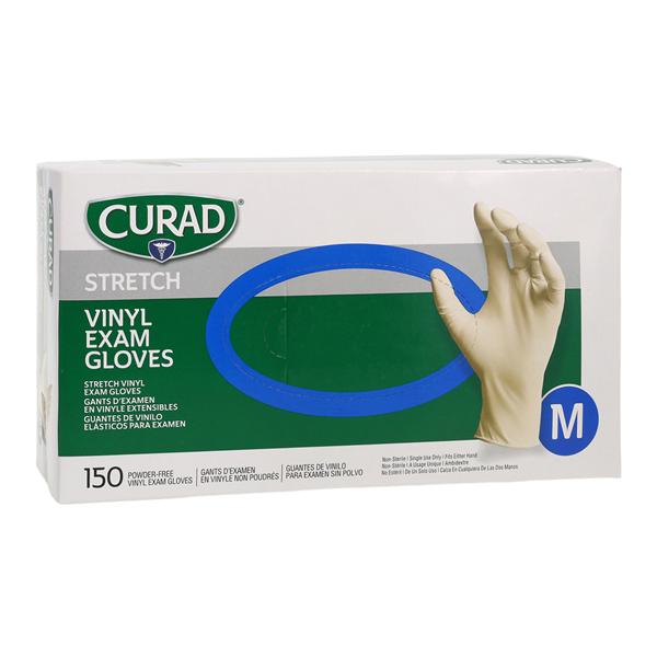 Curad Vinyl Exam Gloves Medium Cream Non-Sterile, 10 BX/CA