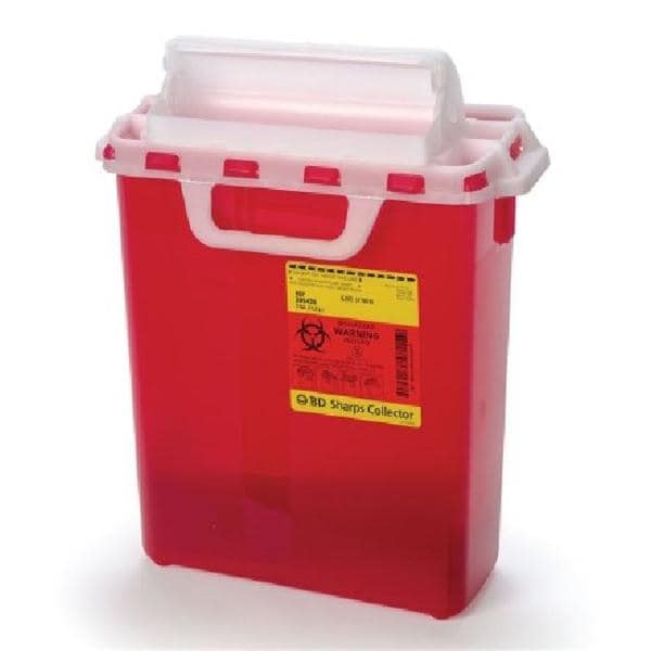 Sharps Container 3gal Rd 6x10-7/10x16-6/10 Hrzntl Counterbalanced Dr Ld Plstc Ea