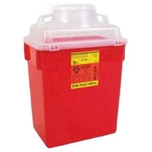 Sharps Container 6gal Red/Clear 8-8/10x12-8/10x17-1/2" Hng Ld/Ptls Plstc 6gal