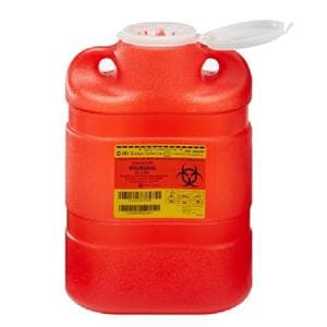 Sharps Container 8.2qt Red/Clear 5-3/10x9-4/10x13-4/10" Hng Ld/Ptls Plstc EA, 12 EA/CA