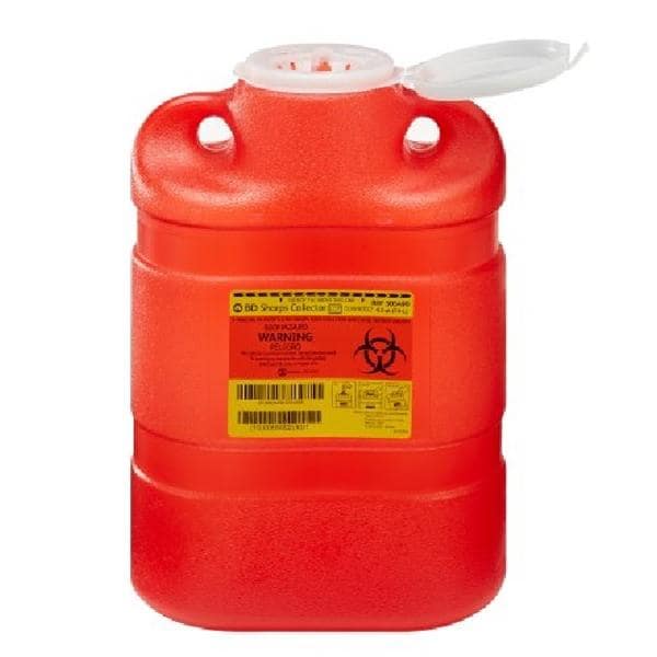 Sharps Container 8.2qt Red/Clear 5-3/10x9-4/10x13-4/10" Hng Ld/Ptls Plstc EA, 12 EA/CA