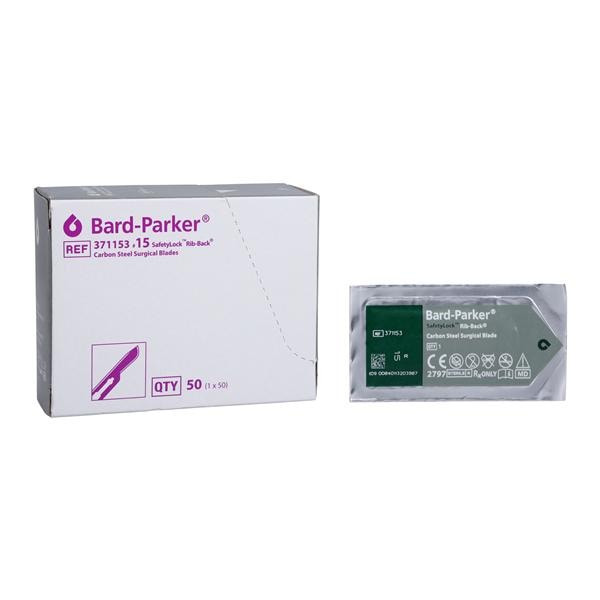 Bard-Parker Safety Lock Steel Sterile Surgical Blade #15 Disposable 50/Bx, 3 BX/CA