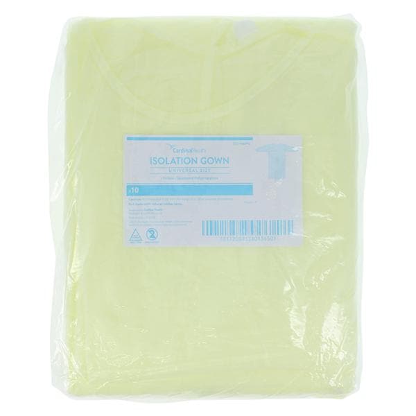 Basic Isolation Gown Spunbond Polypropylene Universal Yellow 10/Pk