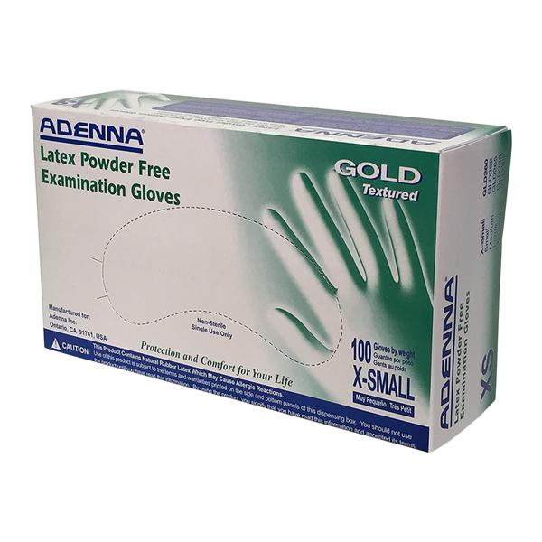 Gold Latex Exam Gloves X-Small White Non-Sterile