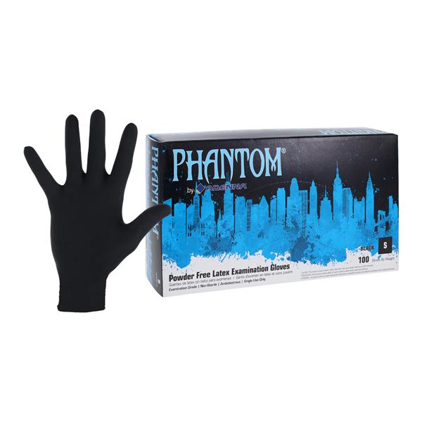 Phantom Latex Exam Gloves Small Black Non-Sterile, 10 BX/CA